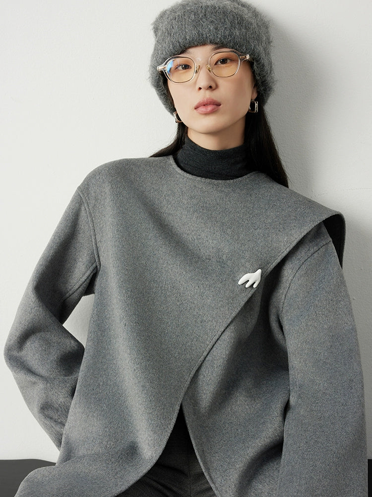 Scarf collar long coats_BDHL5292 