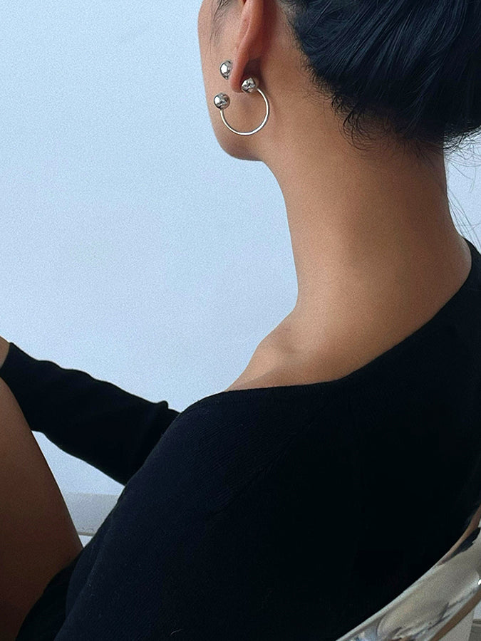 Metal ball earrings H3364
