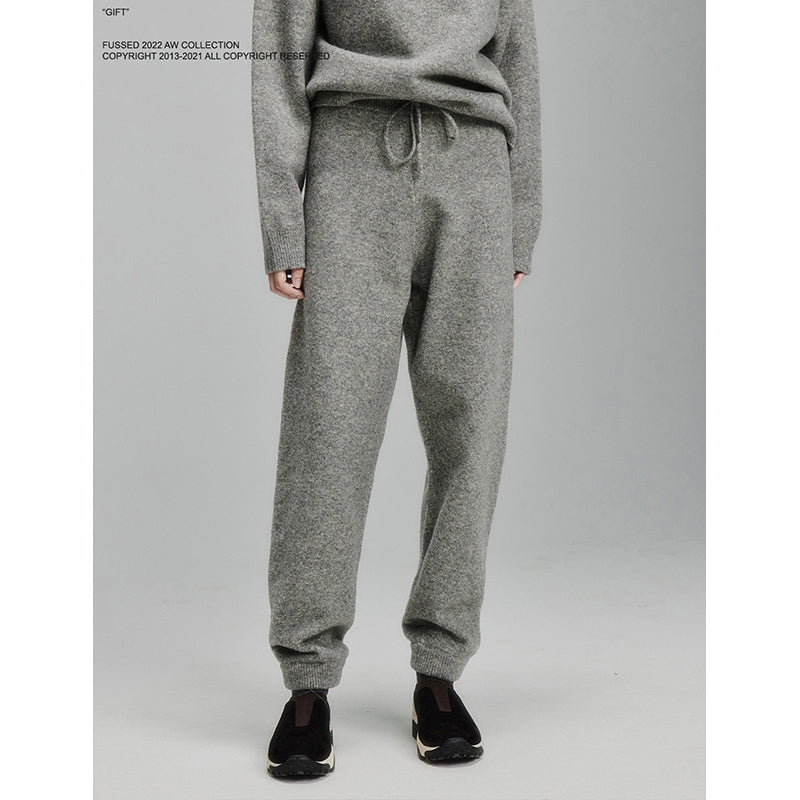 Cashmere merino wool gray knitted pants_N80519