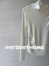 Turtleneck Split Knitted Top_BDHL5312