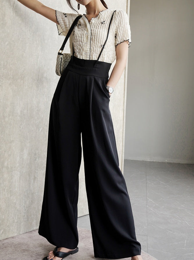 Suspender wide pants 9299