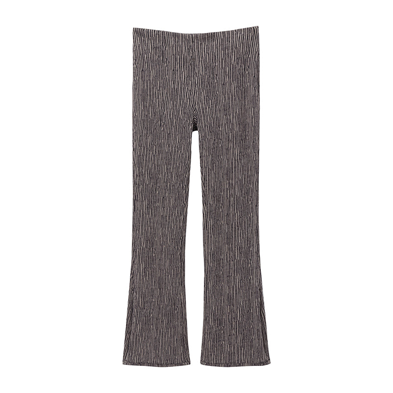Stretch flared hand-stitched pants_N80761