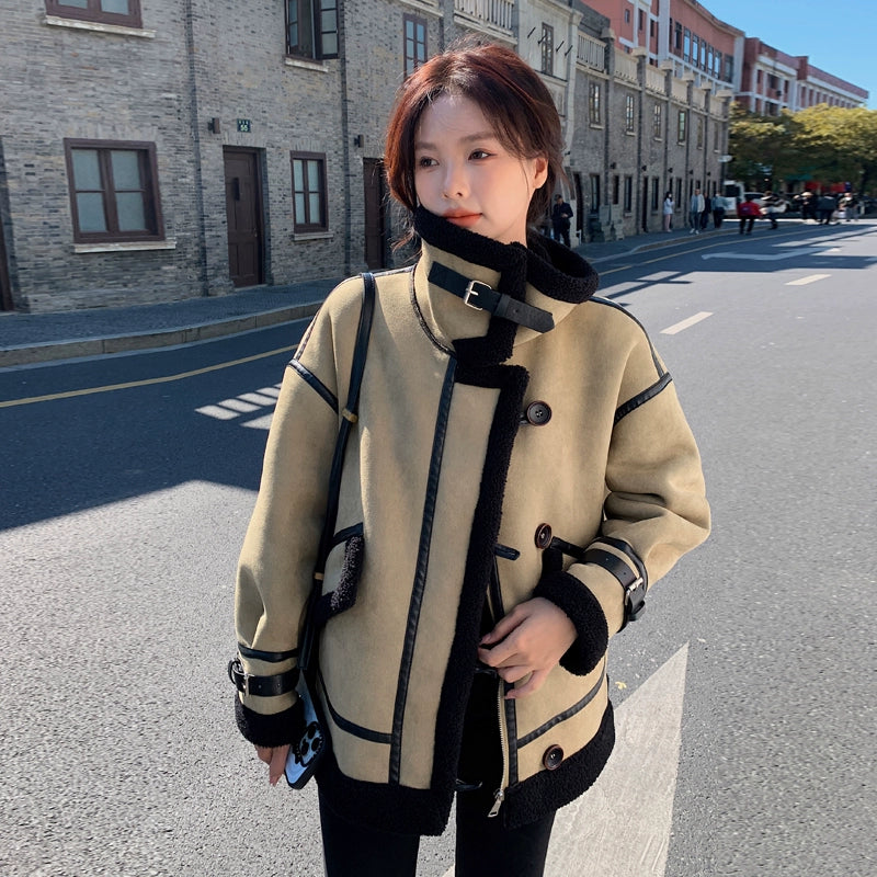 Thickened fleece stand collar jacket_BDHL5362