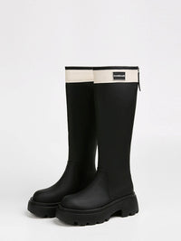 Back Zip Contrast Boots_BDHL5140