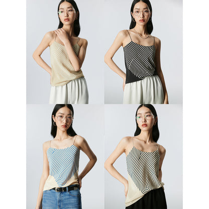 Abstract line silk small sling top_N80511