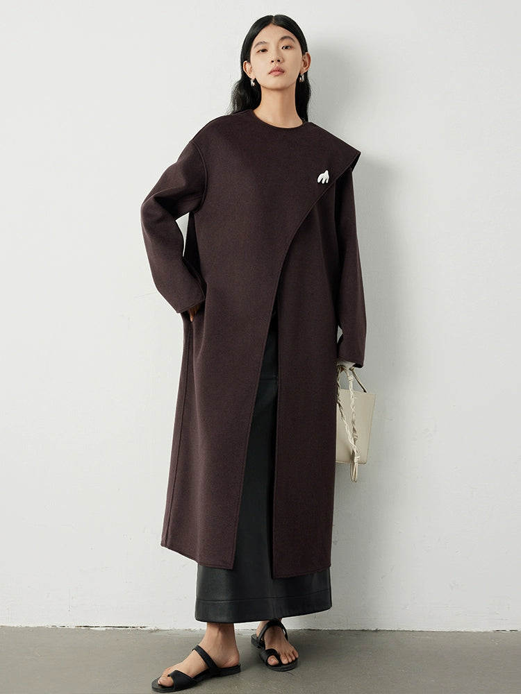 Scarf collar long coats_BDHL5292 