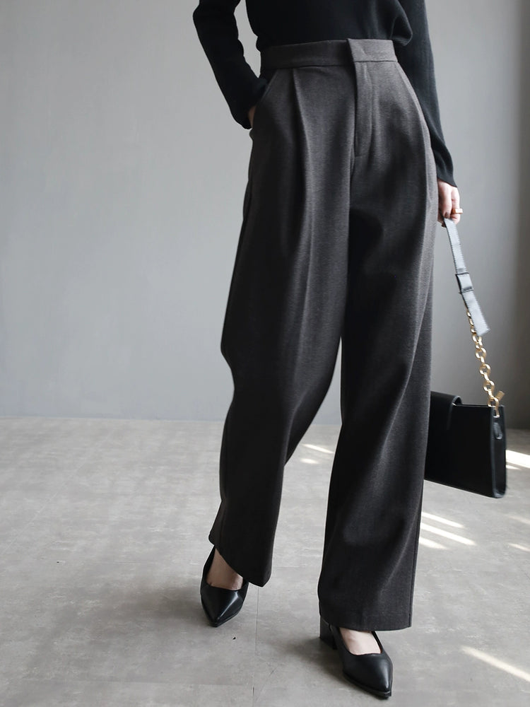 High-waisted draped straight-leg pants_BDHL5265