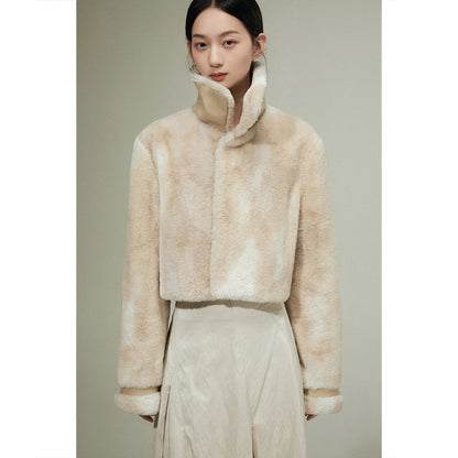 Gradient Eco Fur Cropped Wool Jacket_N80338