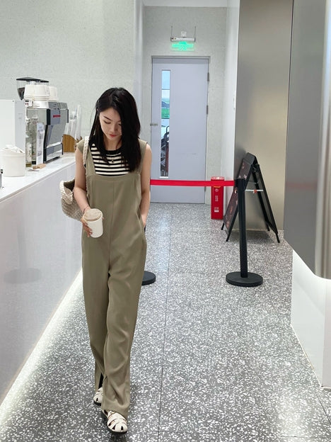 Hem Slit Salopette Overalls_HL3628