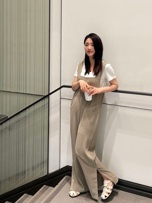 Hem Slit Salopette Overalls_HL3628