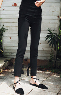 Back Ankle Ribbon Slim Pants_8891