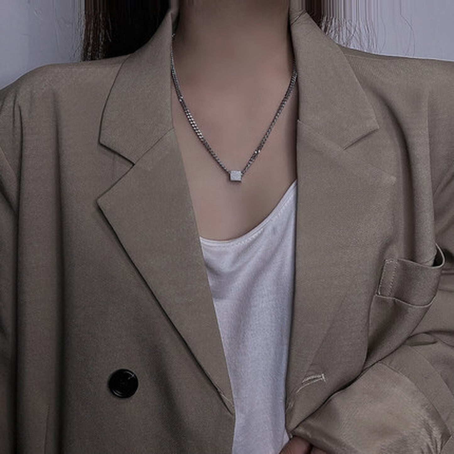 Silver Cube Necklace 5548