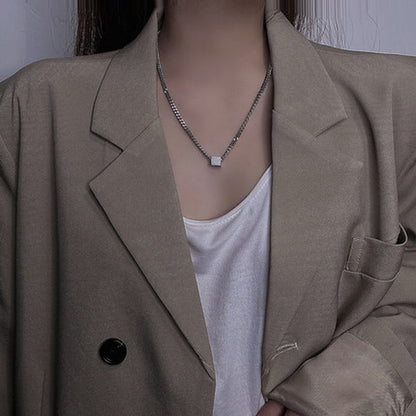 Silver Cube Necklace 5548