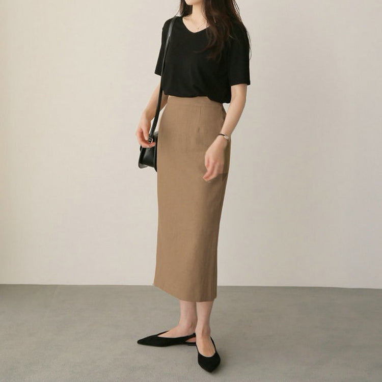 High Waist Natural Skirt 5704