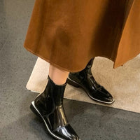 Enamel bicolor short boots_5340