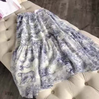 antique blue printed flared skirt 5713