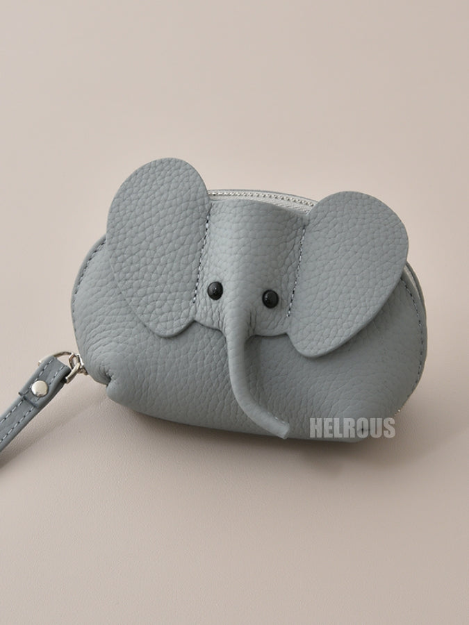 Leather] Dull Elephant Key Chain Mini Pouch_HL3303 - HELROUS