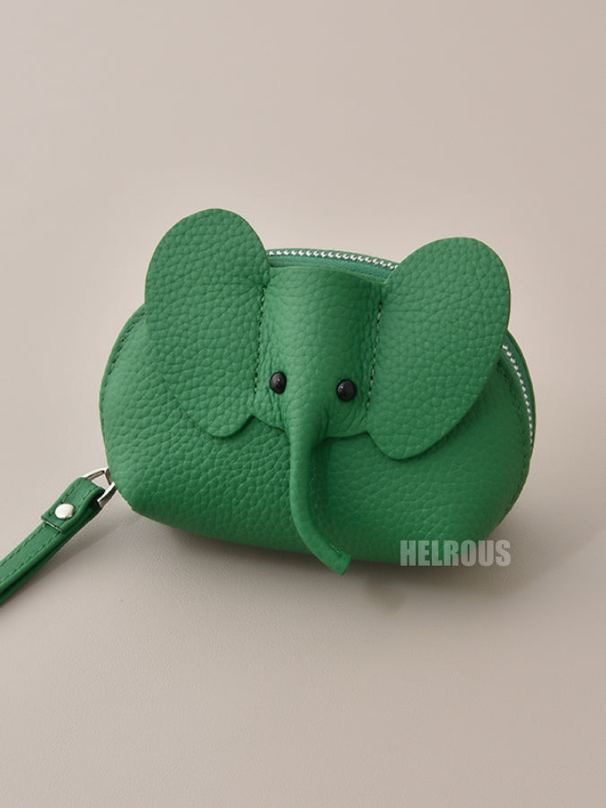 Leather] Dull Elephant Key Chain Mini Pouch_HL3303 - HELROUS