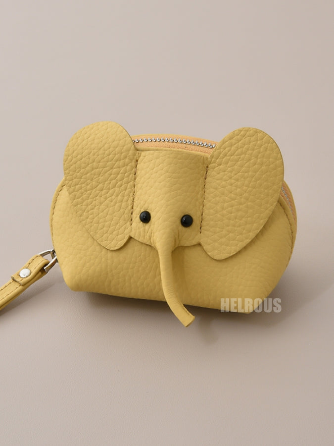 Leather] Dull Elephant Key Chain Mini Pouch_HL3303 - HELROUS