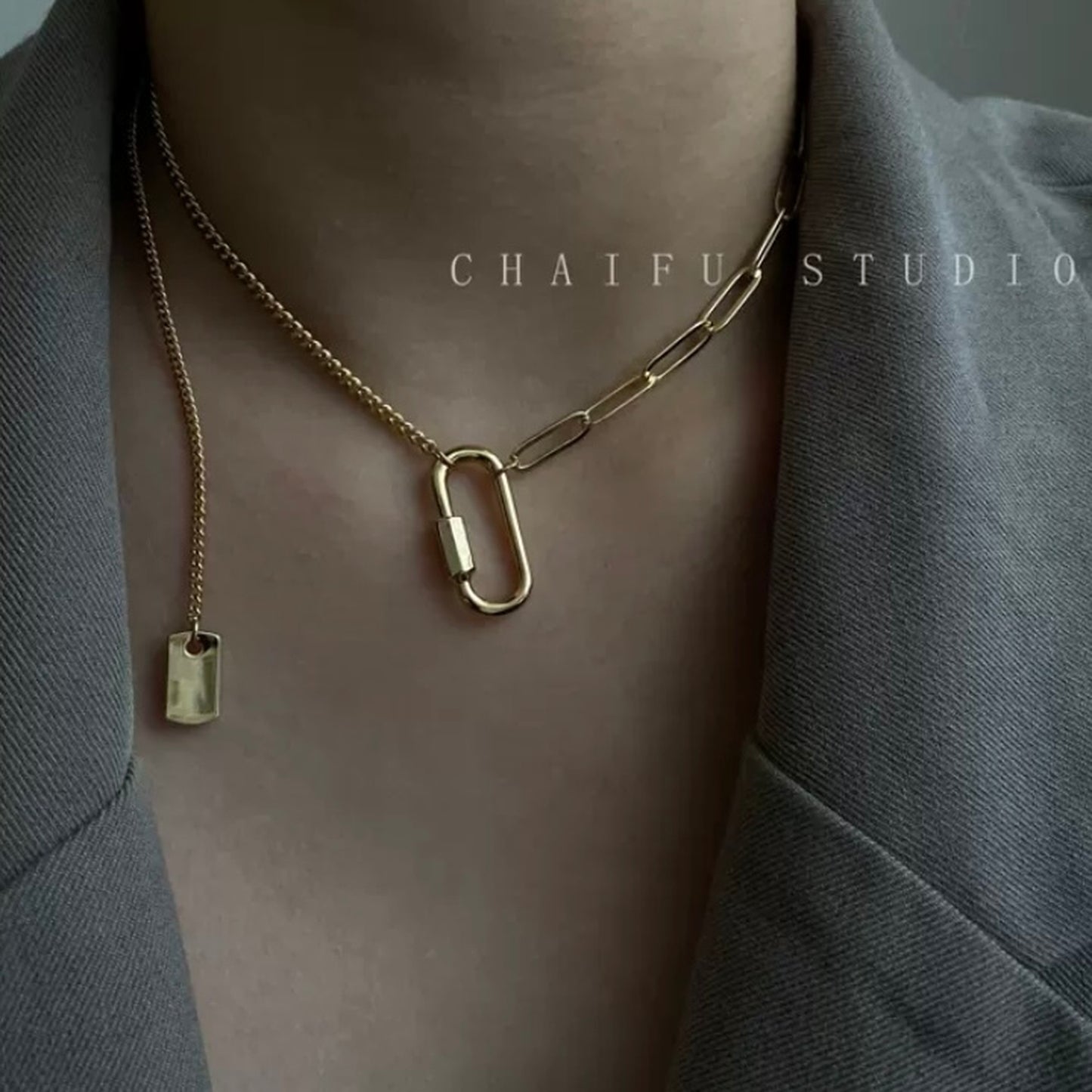 Clip chain necklace 8837