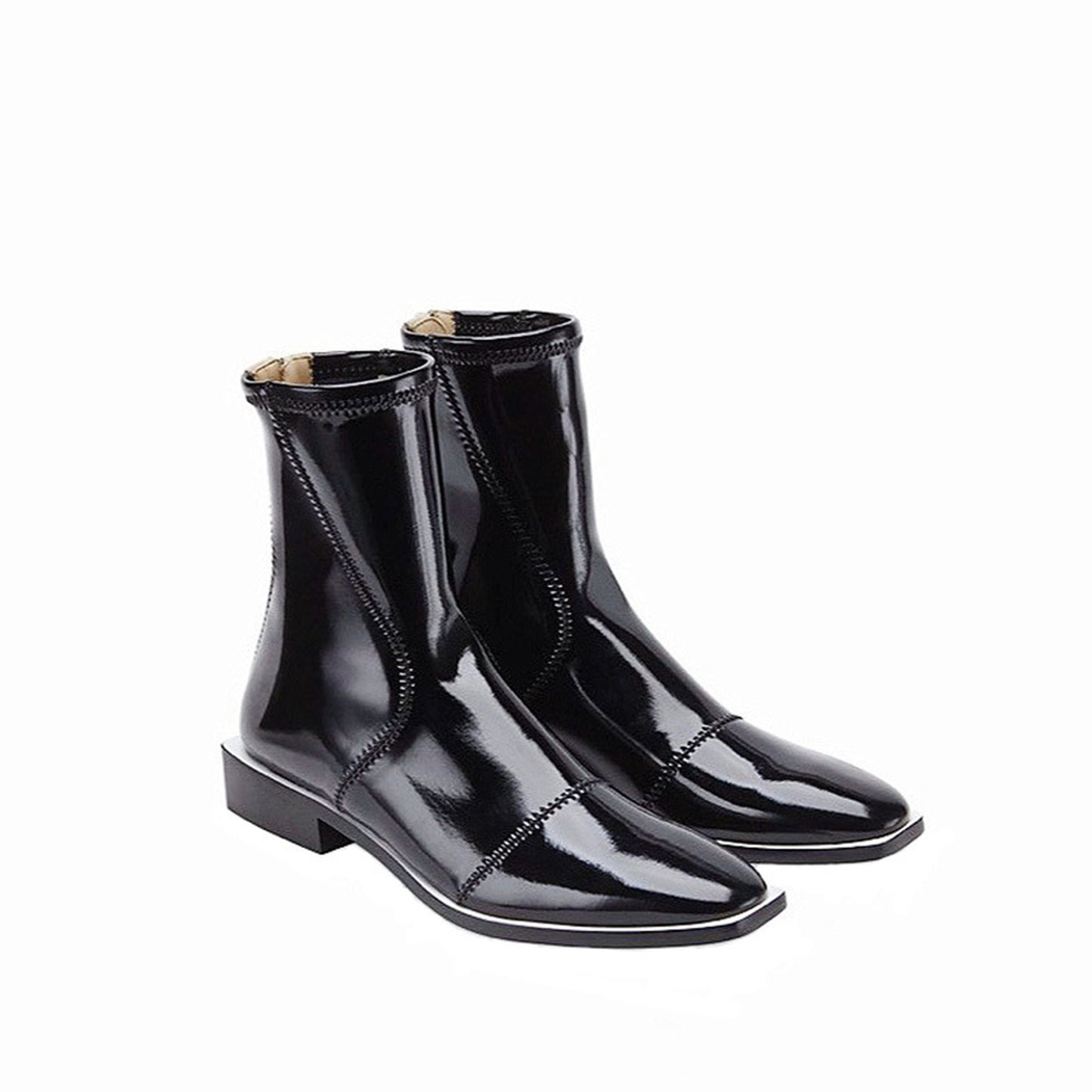 Enamel bicolor short boots 5340