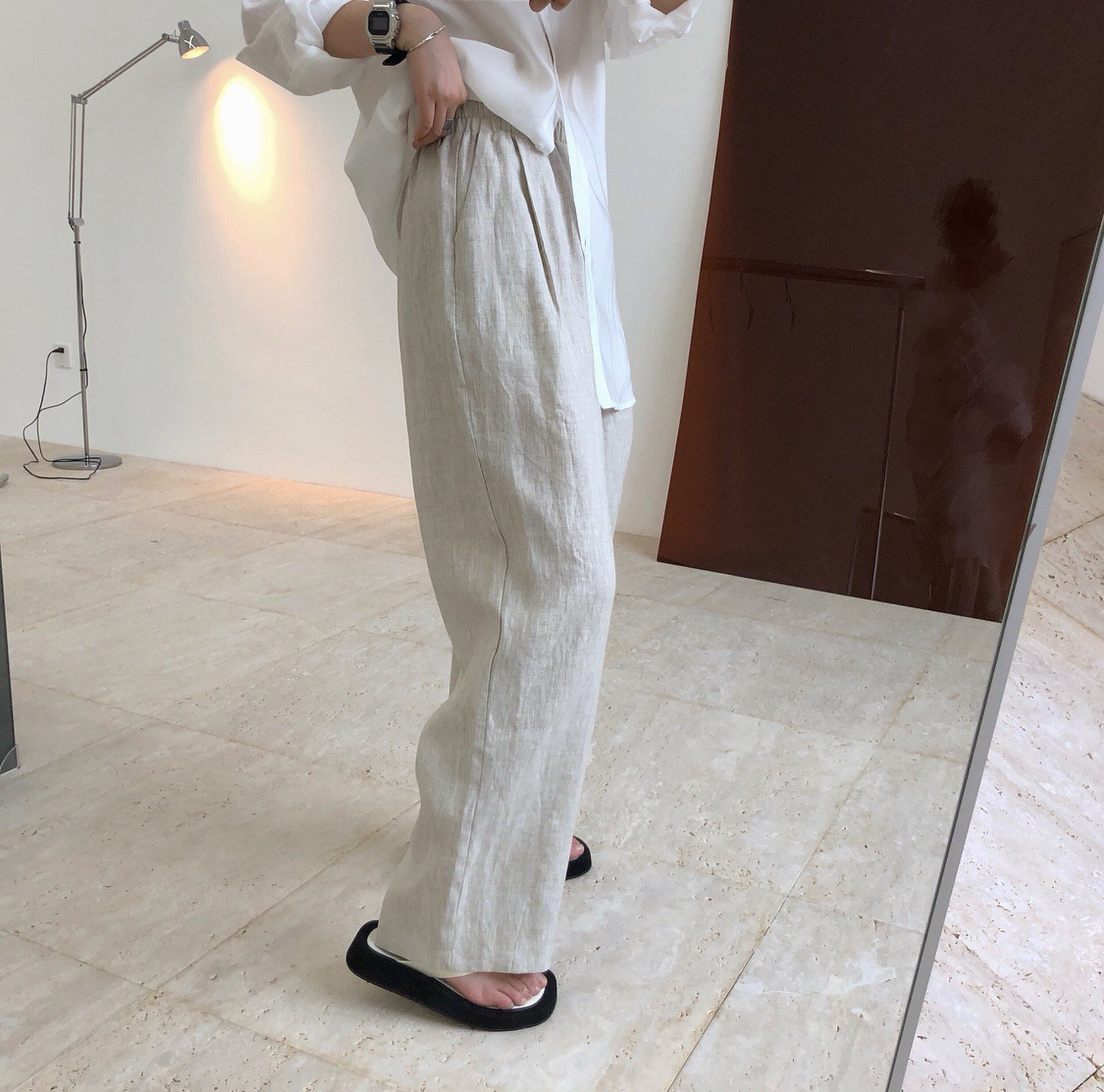 Casual linen lazy pants_5729