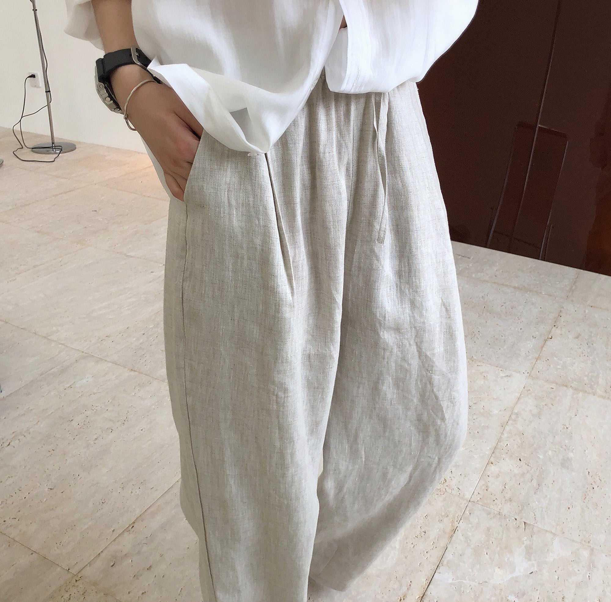 Casual linen lazy pants_5729