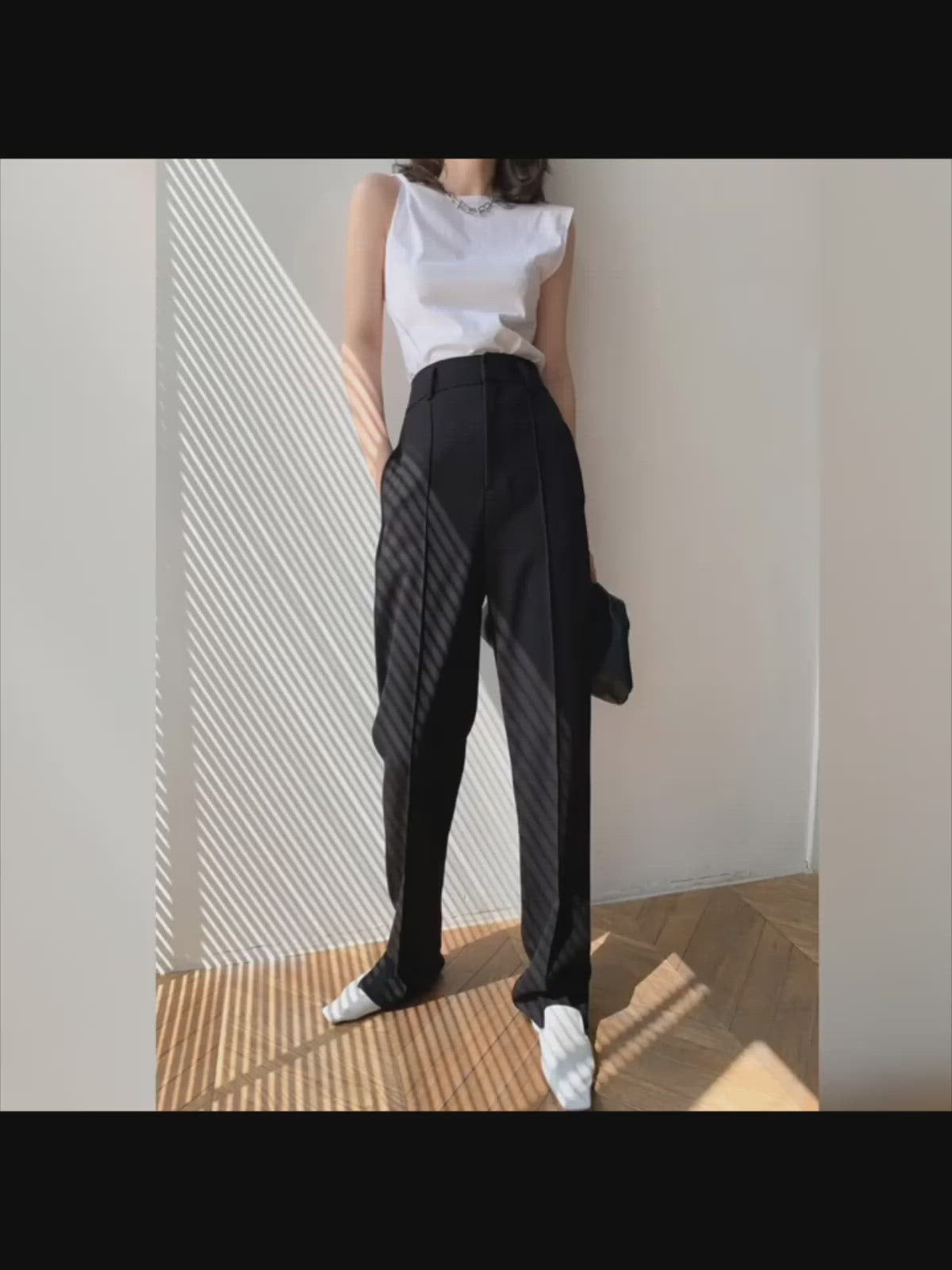 Center press straight pants 9219