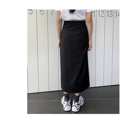 High Waist Slit Button Skirt 5013
